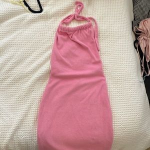 Pink terry cloth halter dress